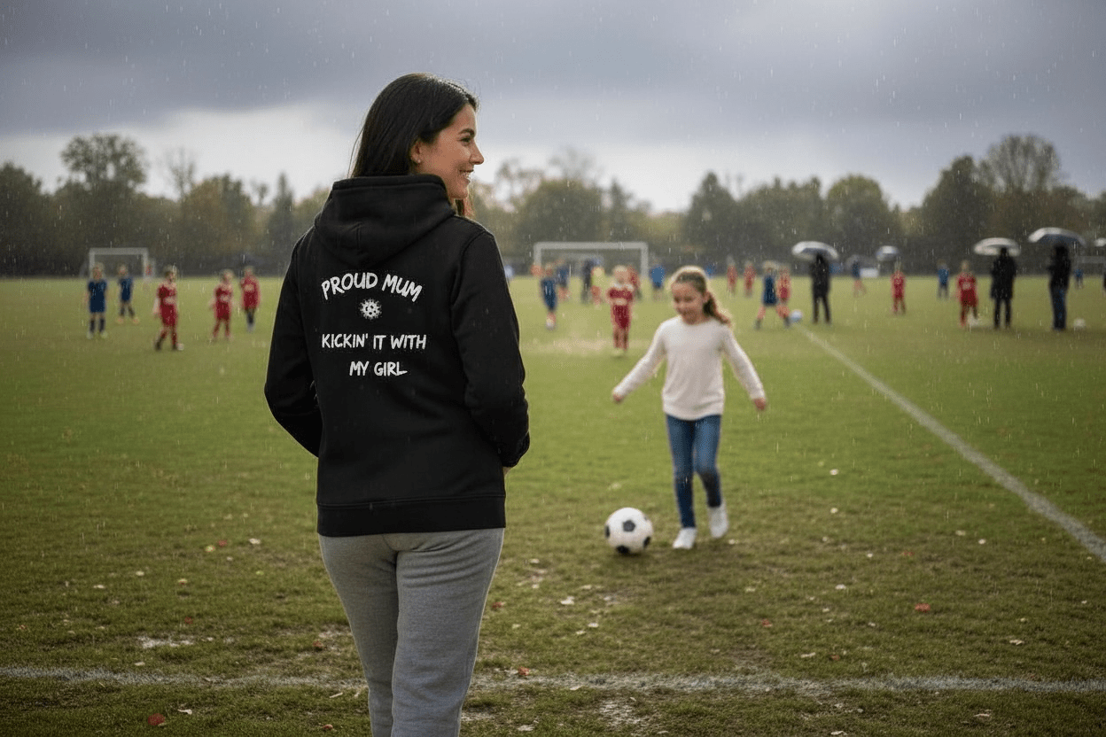 Champion Her Game – Proud Mum Hoodie - Custom Training Wear for Girls & Women in Football