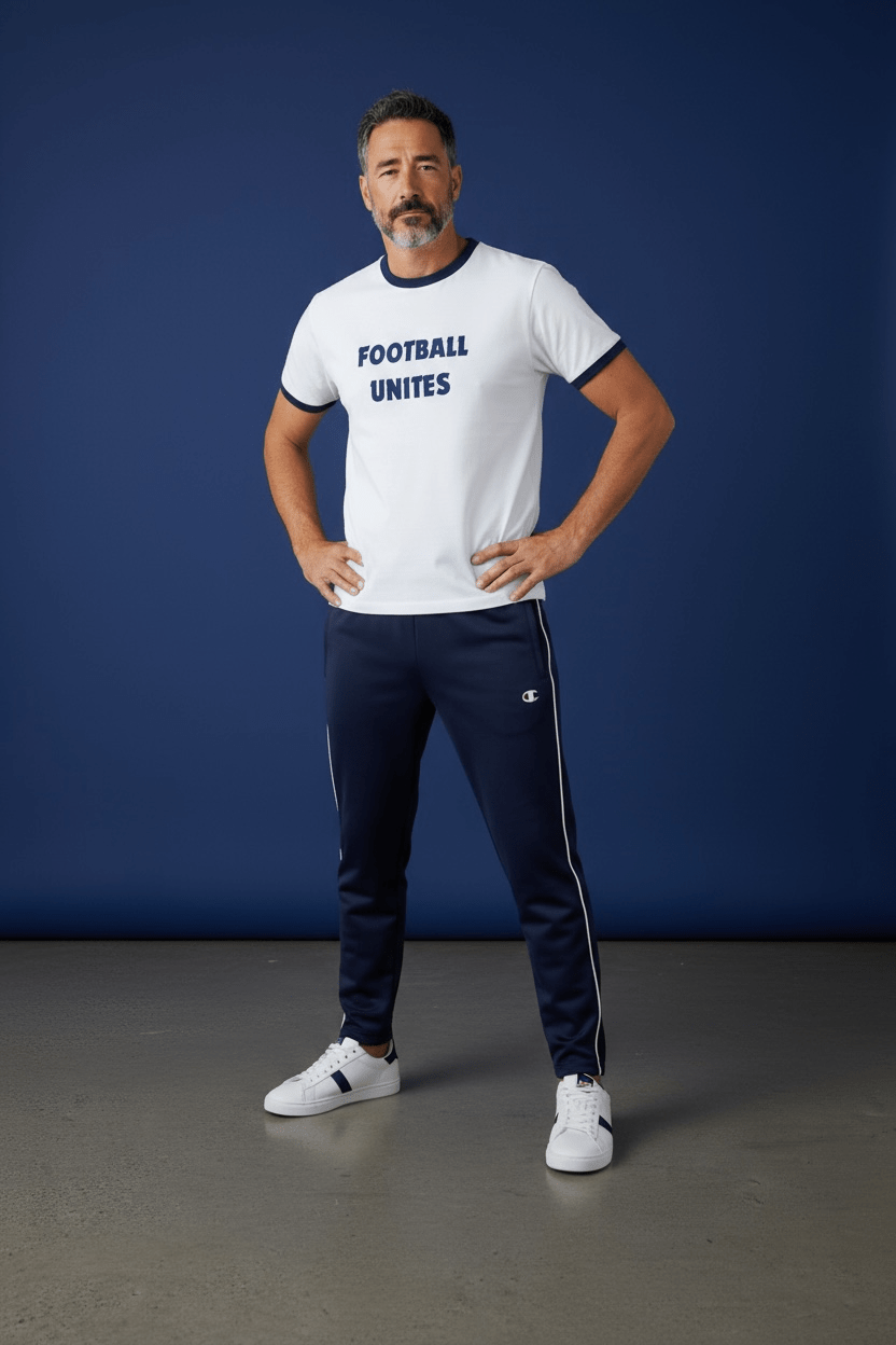 Football Unites White T-Shirt with Dark Blue Text & Ringer - Custom Training Wear for Girls & Women in Football