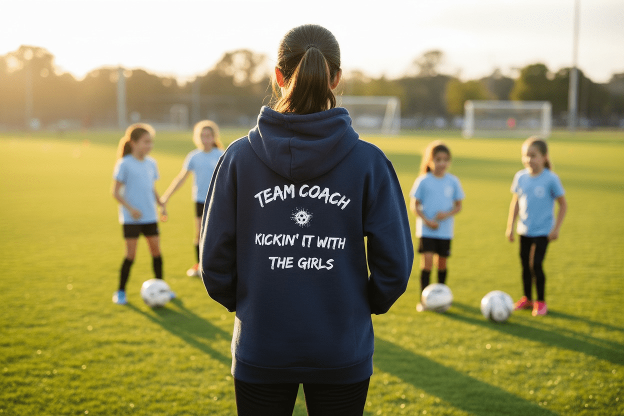 Girls Football Coach Hoodie - Champion Her Game | Team Coach Apparel - Custom Training Wear for Girls & Women in Football