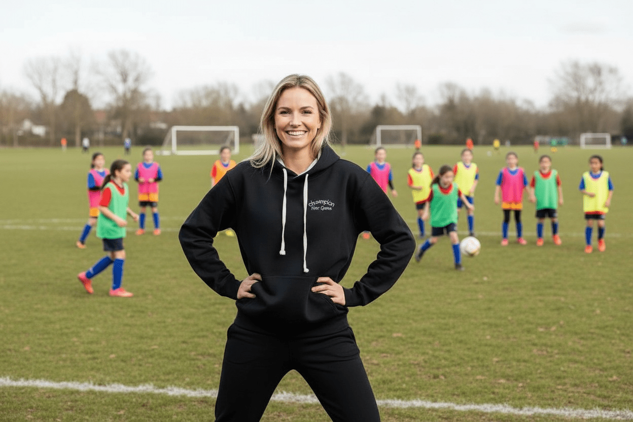 Girls Football Coach Hoodie - Champion Her Game | Team Coach Apparel - Custom Training Wear for Girls & Women in Football